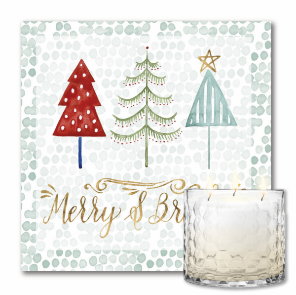 Christmas Tree Whimsy 12″ Artboard & 3-Wick 13.5oz Candy Cane Soy Wax Candle Set - Image 5