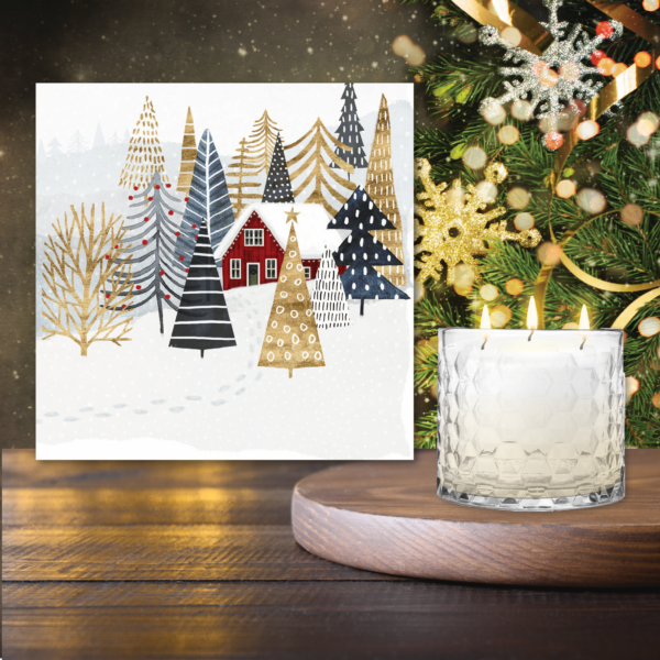 Christmas Chalet I 12" Artboard & 3-Wick 13.5oz Hot Cocoa Soy Wax Candle Set - Image 4