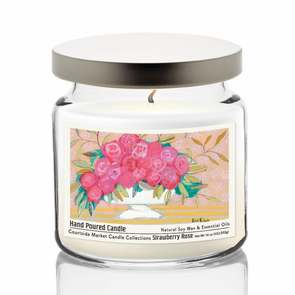 Floral Bliss 16oz Soy Wax Candle Glass Jar & Tin Lid