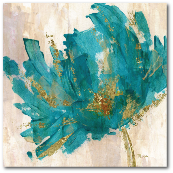 Contemporary Teal Flower Square 24x24" Indoor/Outdoor Table - Image 2
