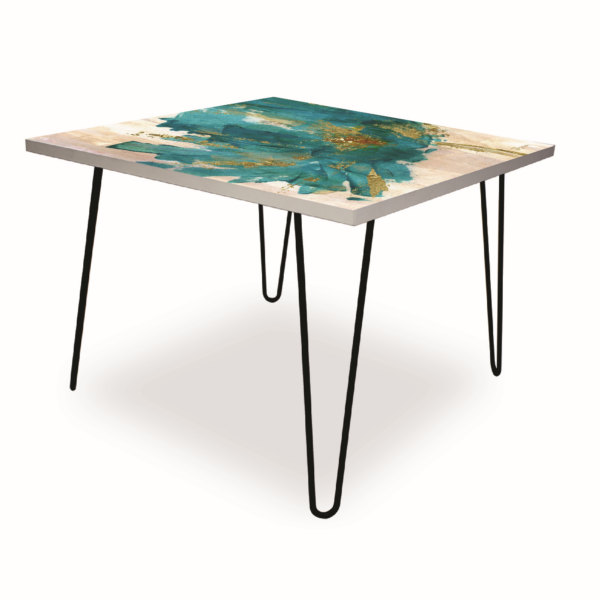 Contemporary Teal Flower Square 24x24" Indoor/Outdoor Table - Image 5