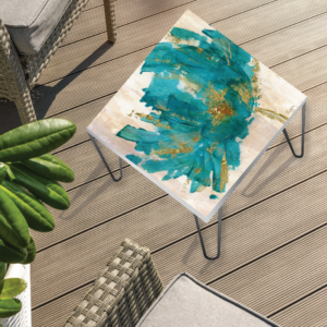 Contemporary Teal Flower Square 24x24" Indoor/Outdoor Table