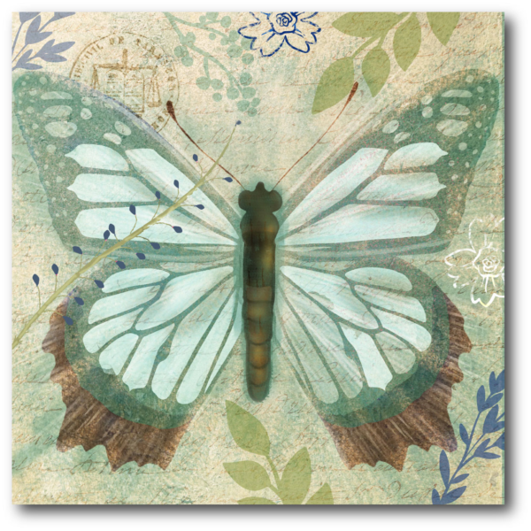Butterfly Aqua Brown Square 24"x24" Indoor/Outdoor Table - Image 4