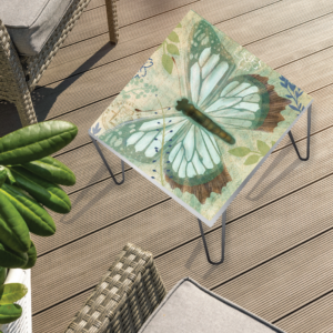 Butterfly Aqua Brown Square 24"x24" Indoor/Outdoor Table