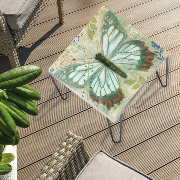 Butterfly Aqua Brown Square 24"x24" Indoor/Outdoor Table