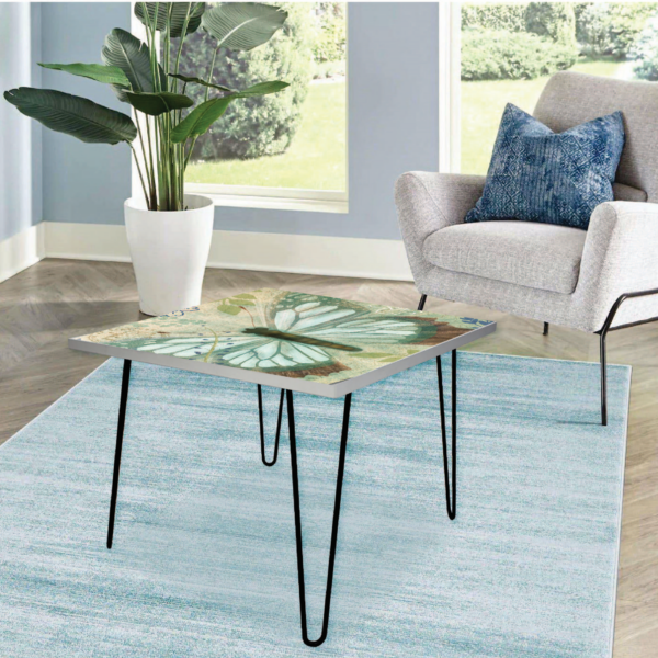 Butterfly Aqua Brown Square 24"x24" Indoor/Outdoor Table - Image 3