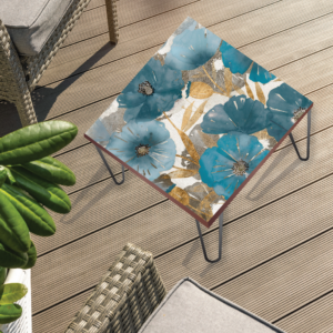 Blue and Gold Poppies I Square 24"x24" Indoor/Outdoor Table