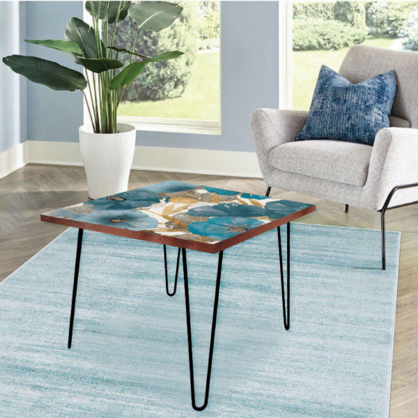 Blue and Gold Poppies I Square 24"x24" Indoor/Outdoor Table - Image 2