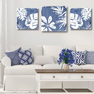 Navy & White 3 Piece Gallery-Wrapped Canvas Set