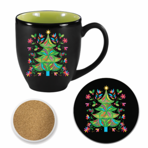 Festive Christmas Tree 16oz Bistro Mug & 4" Coaster Set