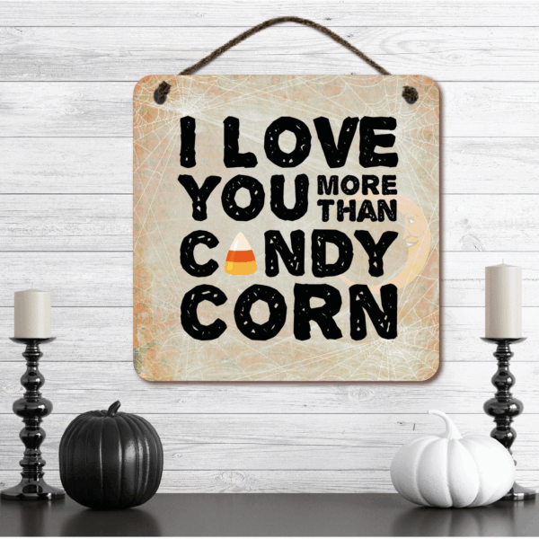 I Love You More Than Candy Corn 12x12" Hanging Artboard with Twine - Image 2