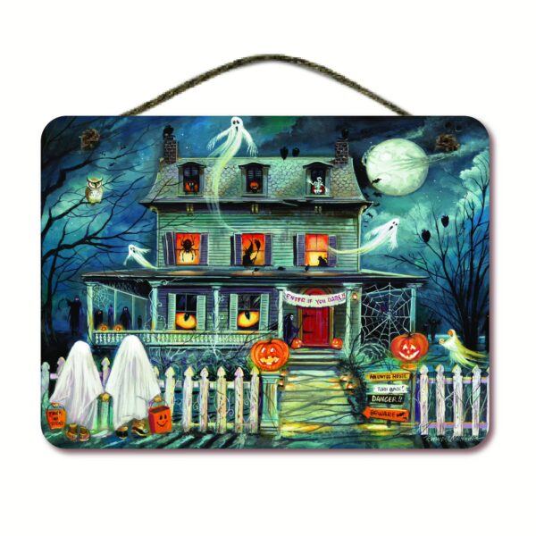 Haunted House I 12x16 Hanging Artboard with Twine