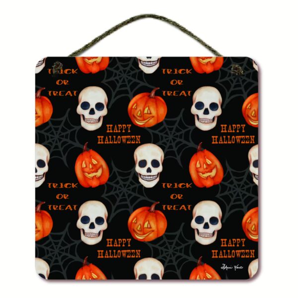 Halloween Skulls Pattern 12x12 Hanging Artboard with Twine