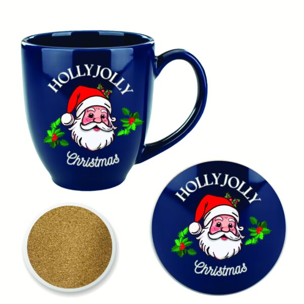 Holly, Jolly Christmas 16 oz Café Mug & Coaster Set