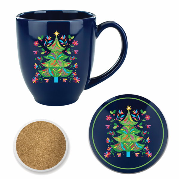 Festive Christmas Tree 16oz Cafe Mug & 4" Coaster Set