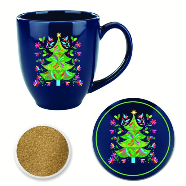 Festive Christmas Tree 16 oz Café Mug & Coaster Set