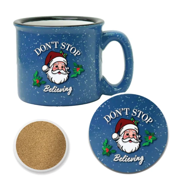 Don't stop Believing 15 oz Cozy Mug & Coaster Set