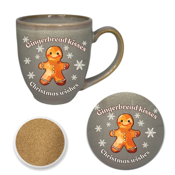 Gingerbread 16 oz Heirloom Mug & Coaster Set