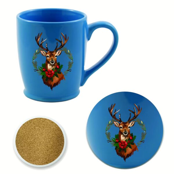 Holiday Buck 16 oz Morning Mug & Coaster Set