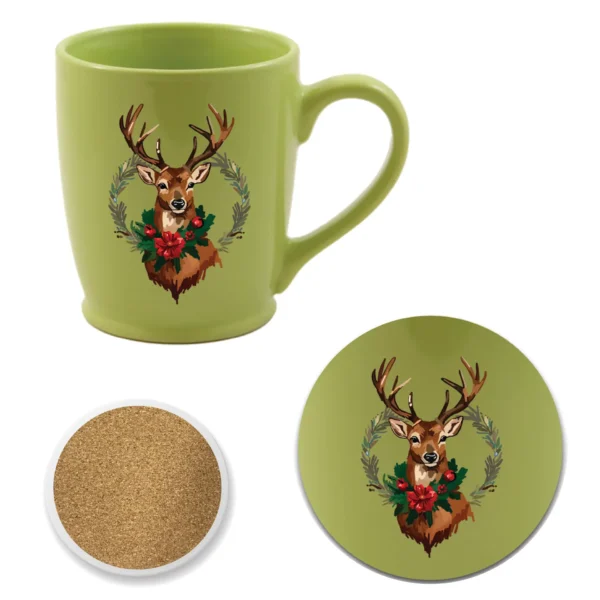 Holiday Buck II 16 oz Morning Mug & Coaster Set