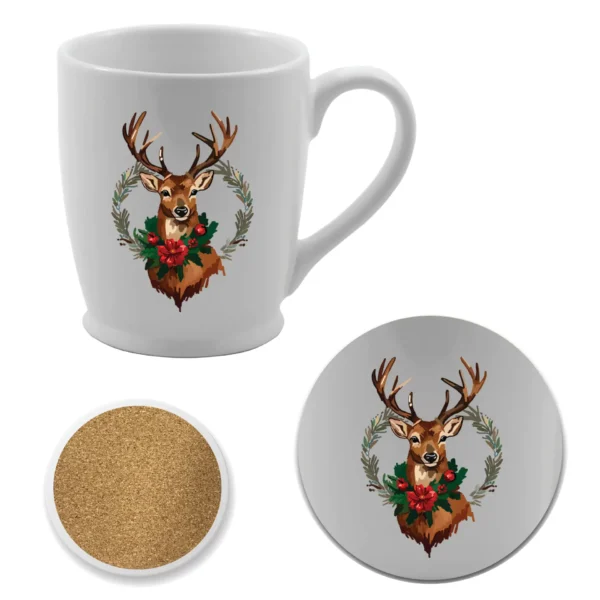 Holiday Buck 16 oz Morning Mug & Coaster Set