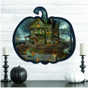 Haunted House 12x12 Pumpkin Wooden Wall Decor