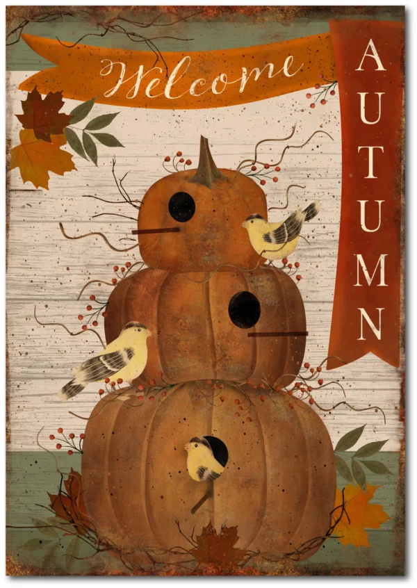 Pumpkin Birdhouse Flag Gallery-Wrapped Canvas - Image 2