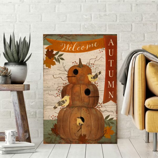 Pumpkin Birdhouse Flag Gallery-Wrapped Canvas