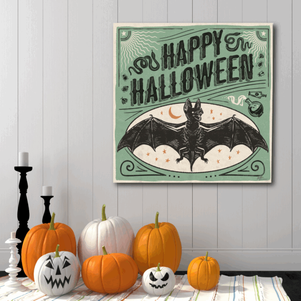 Happy Halloween Bat-Style Gallery-Wrapped Canvas - Image 2