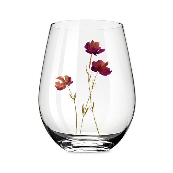 Elaine Swann Rustic Bloom Glassware Collection ~ Stemless 16oz Wine Glasses – Set of 4 - Image 2