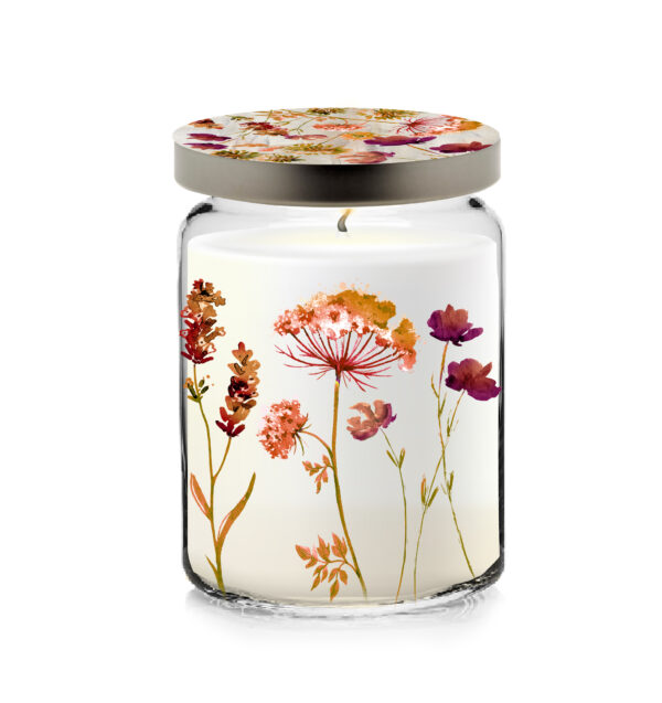 Elaine Swann Rustic Bloom Collection ~ WIldflower Meadow 26oz Soy Candle Apothecary Jar with Decorative Tin Lid