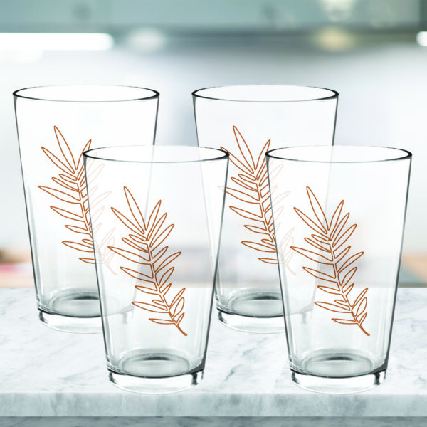 Elaine Swann Amber Hearth Leaf Glassware Collection ~16oz Glass - Set of 4 - Image 4