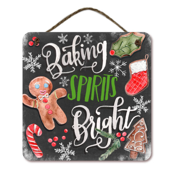 Baking Spirits Bright I 15x15 Hanging Artboard with Twine Rope