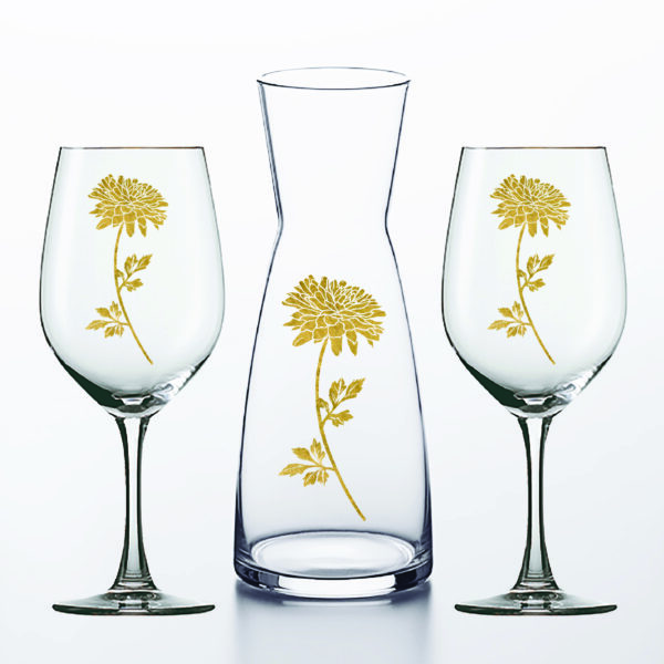 Elaine's Pick! Golden Blush Glassware Collection ~ 17oz Carafe & Wine Glass 3 Piece Set