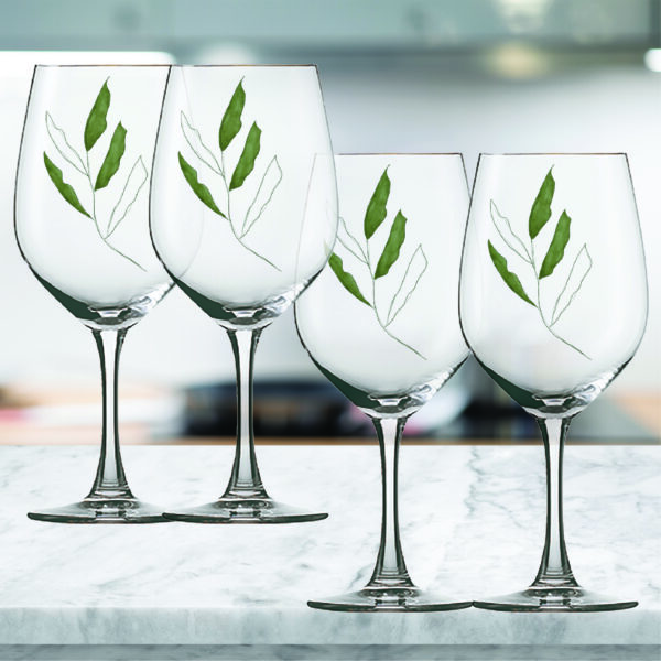 Botanical Whispers Glassware Collection ~ 14oz Crystal Wine Glasses – Set of 4 - Image 4