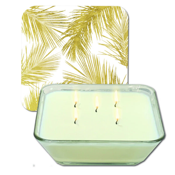 Elaine Swann Feathered Sprigs Candle Collection ~ Evergreen Mist 20oz Soy Candle & Artboard Lid Set - Gold - Image 2