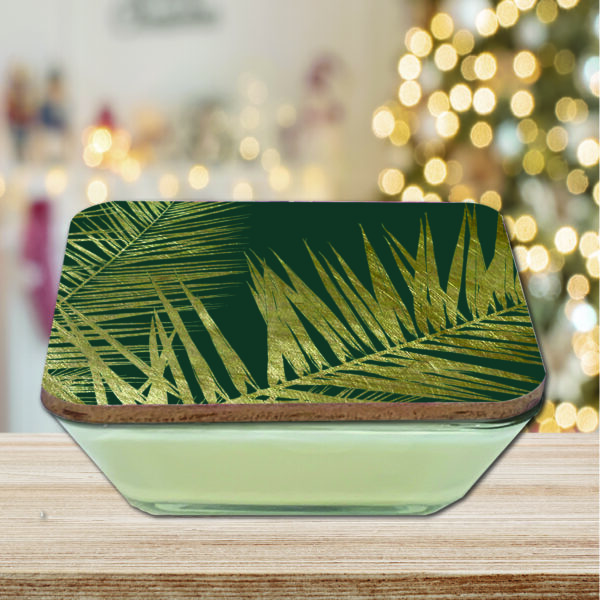 Jeweled Fronds Candle Collection ~ Evergreen Mist 20oz Soy Candle & Artboard Lid Set - Image 4