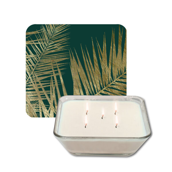 Jeweled Fronds Candle Collection ~ Evergreen Mist 20oz Soy Candle & Artboard Lid Set - Image 2