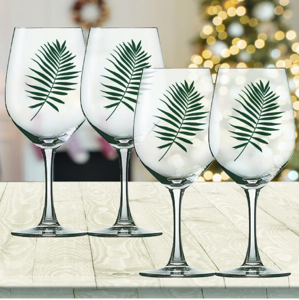 Jeweled Fronds Glassware Collection ~ 14oz Crystal Wine Glasses - Set of 4 - Image 2