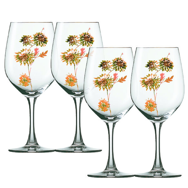 Elaine Swann Rustic Bloom Collection ~ 14oz Crystal Wine Glasses – Set of 4