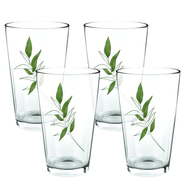 Elaine Swann Botanical Whispers Glassware Collection ~16oz Glass - Set of 4