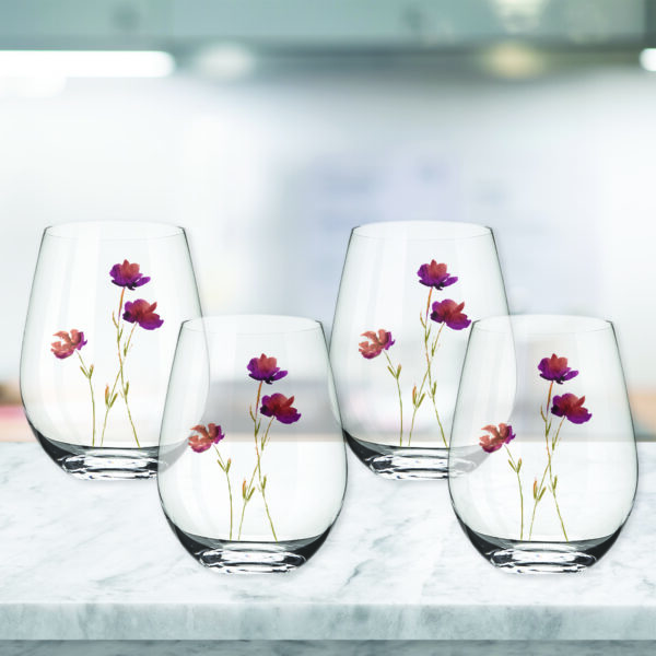 Elaine Swann Rustic Bloom Glassware Collection ~ Stemless 16oz Wine Glasses – Set of 4 - Image 4