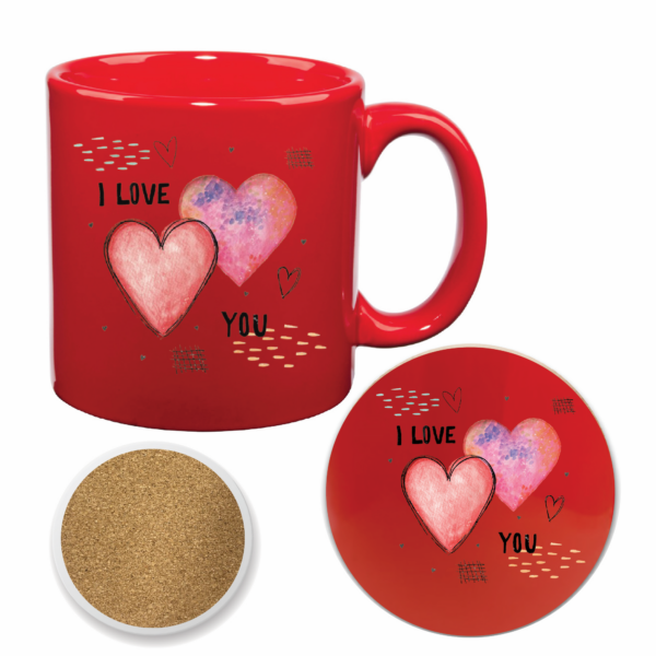 I Love You Red 20oz Artisan Ceramic Mug & Coaster Set