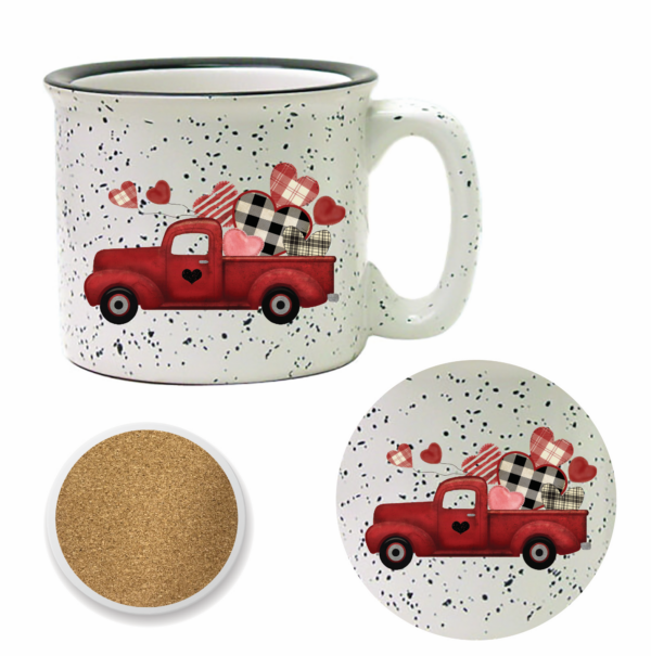 Valentine's Love 'n Hearts Delivery 15oz Artisan Ceramic Mug & Coaster Set