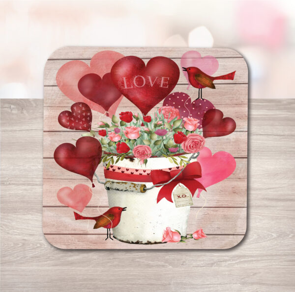 Bucket of Love Strawberry Vanilla 20oz Soy Wax Candle & Artboard Lid Set - Image 2