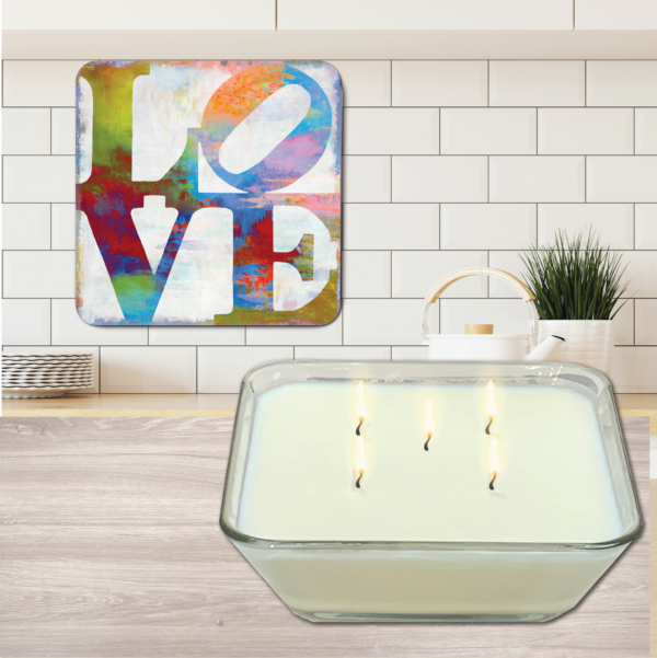 Stacked LOVE Vanilla Bliss 20oz Soy Wax Candle & Artboard Lid Set