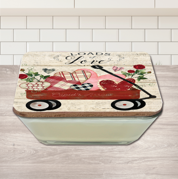 Wagon Fill of Love Chocolate Dipped Strawberries 20oz Soy Wax Candle & Artboard Lid Set - Image 4