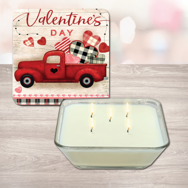 Delivery of Love Strawberry Rose 20oz Soy Wax Candle & Artboard Lid Set - Image 3