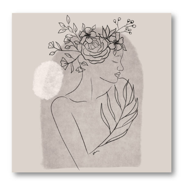 Women Line Gray Flower I Canvas Gallery-Wrapped Canvas