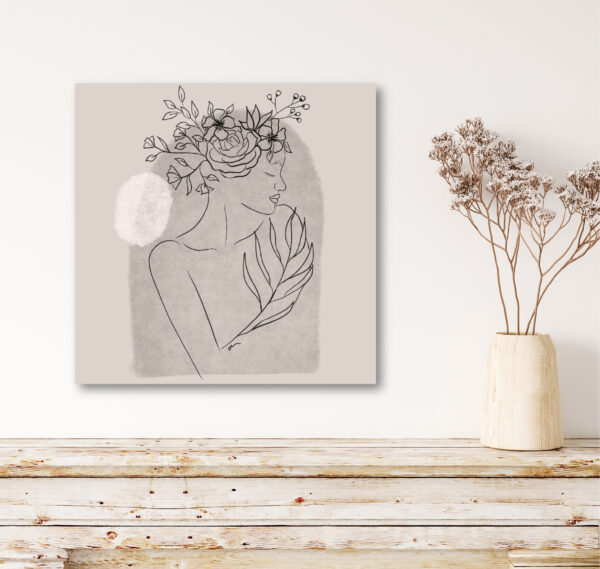 Women Line Gray Flower I Canvas Gallery-Wrapped Canvas - Image 2